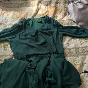 Elegant Green Wrap Dress